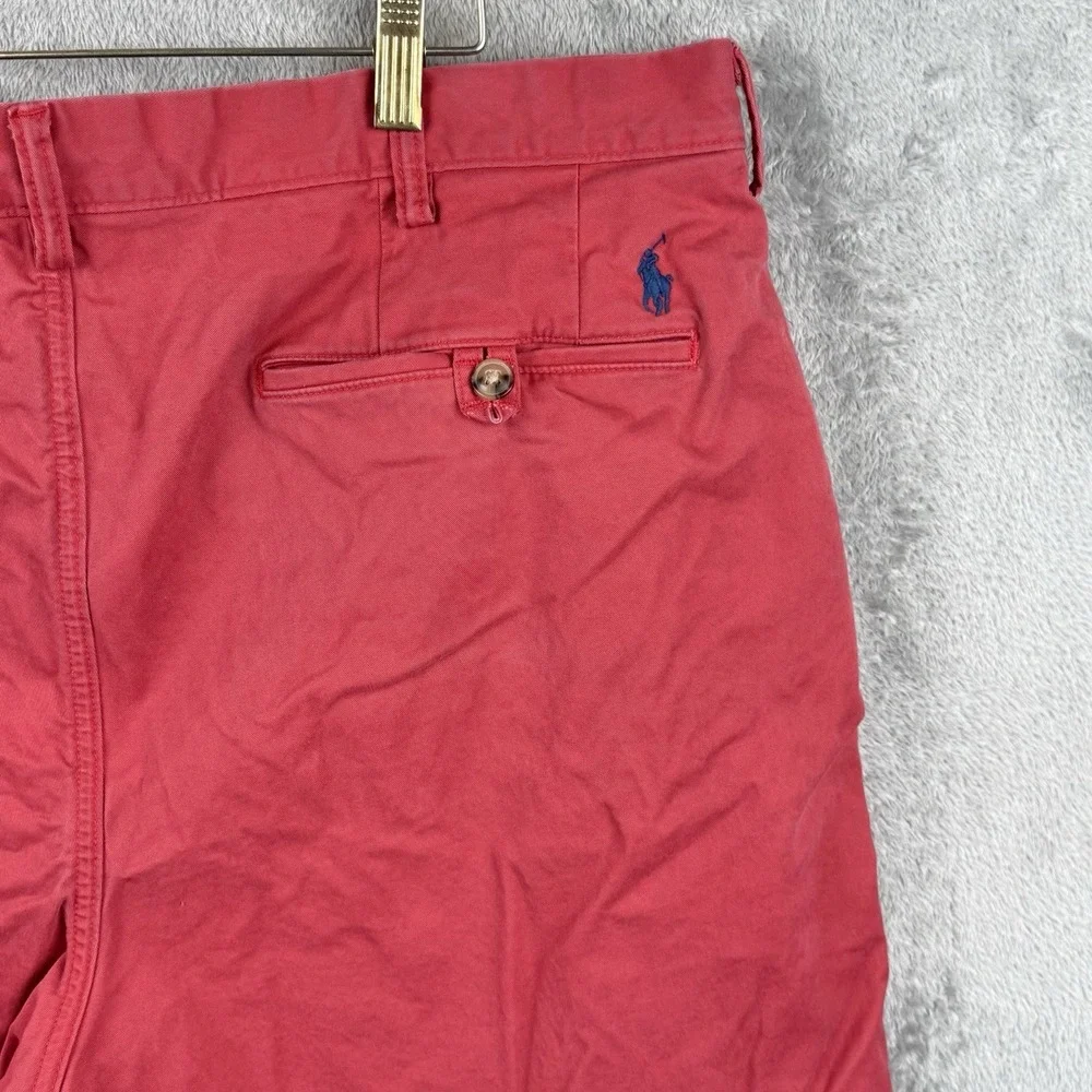 Polo Ralph‎ Lauren Chino Shorts Mens 38 Red Classic Fit 8.5'' Inseam Logo Preppy